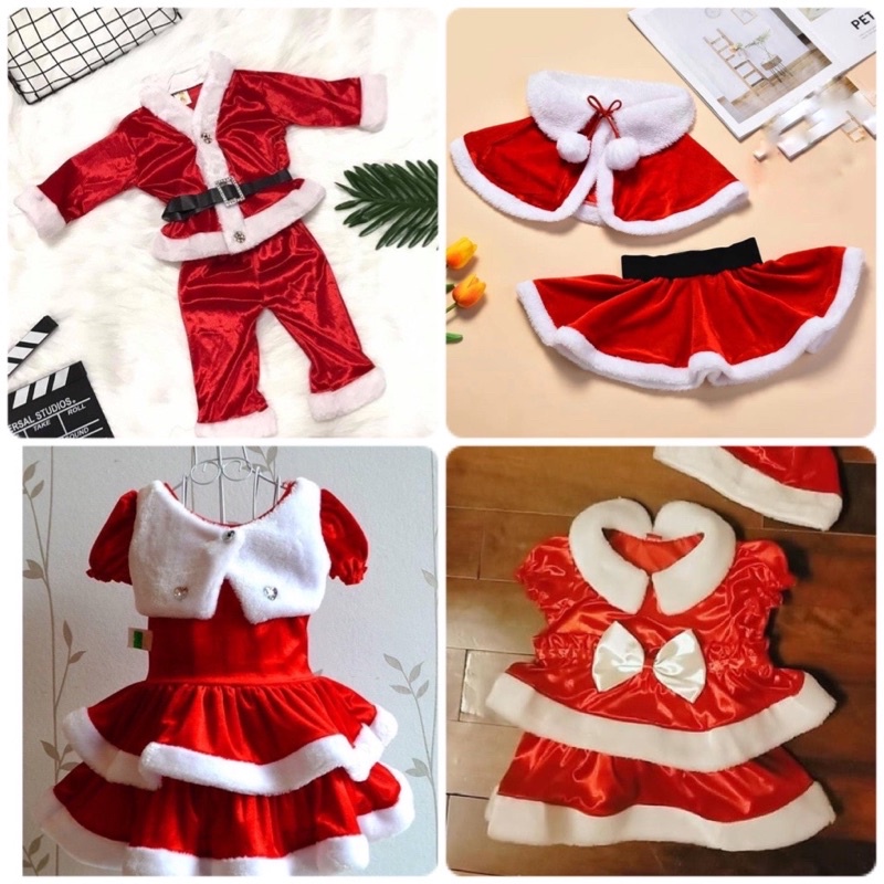 Bộ đồ quần áo váy đầm nhung ông già noel noen Giáng sinh cho bé trai bé gái