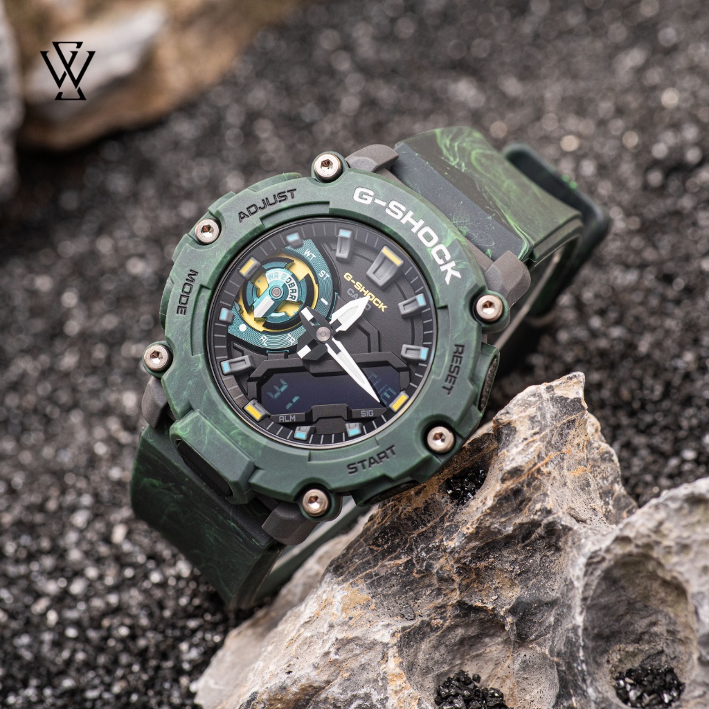 Đồng Hồ Năng Lượng Mặt Trời Nam Casio G-Shock WATCHSTORE GA-2200MFR-3A Mặt Kính Nhựa 47mm, Vỏ Và Dây Nhựa Bền Bỉ