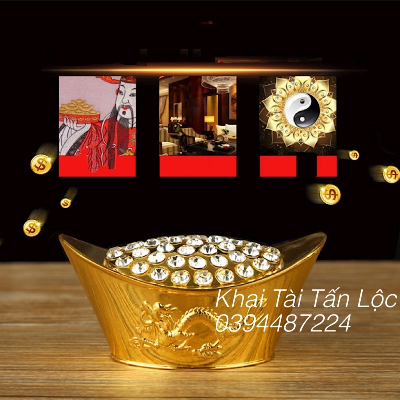 Thỏi vàng , nén vàng thần tài chiêu tài bằng kim loại