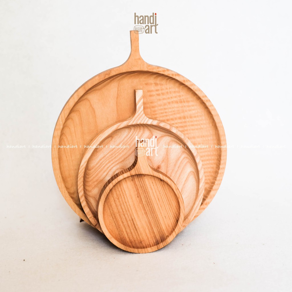 Khay gỗ tròn tay cầm, Khay gỗ tần bì, woodentray