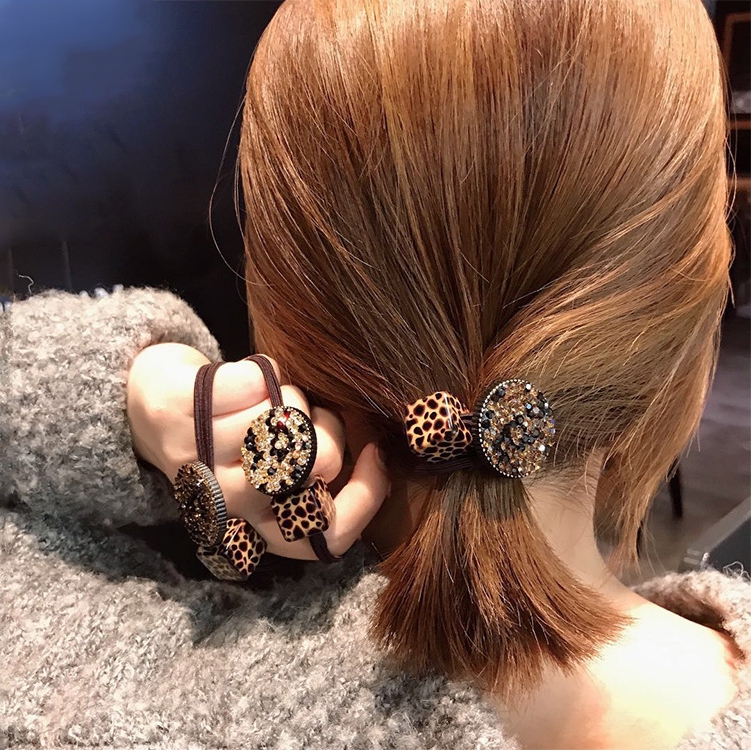 Chun buộc tóc vải phối hạt nhựa nhiều màu xinh xắn cho nữ