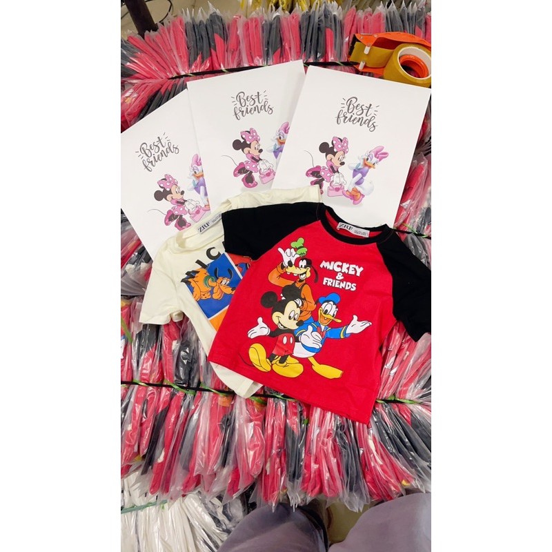 SET 2 ÁO MICKEY DONALD ĐỎ TRẮNG BÉ TRAI