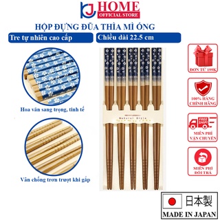 Set 5 đôi đũa hoa xanh nội địa nhật bản - kj home