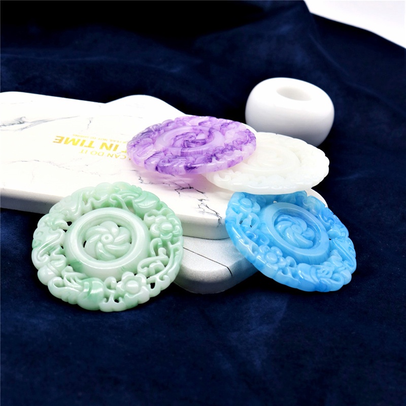 Ngọc bội resin họa tiết tròn 54mm nguyên liệu làm trâm làm trang sức cổ trang việt phục