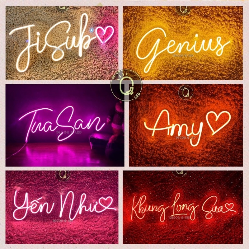 Đèn led neon theo yêu cầu kích thước lớn,Đèn led tráng trí,decor phòng ngủ,đèn đám cưới