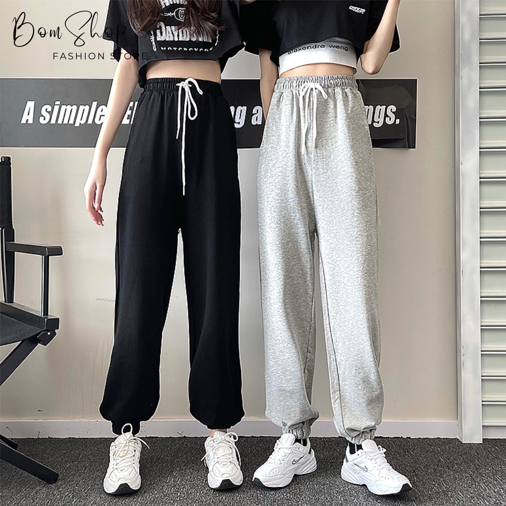 Quần Jogger Trơn Ống Rộng Nỉ Da Cá 3 Màu Nam Nữ Ullzang Unisex BOM SHOP Q01