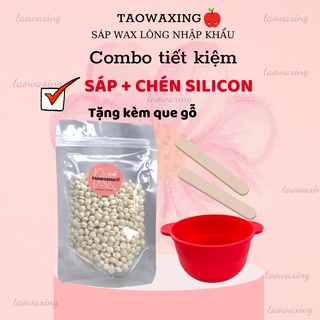 Combo Sáp Wax và Chén silicon (Tặng Que Gỗ) - taowaxing