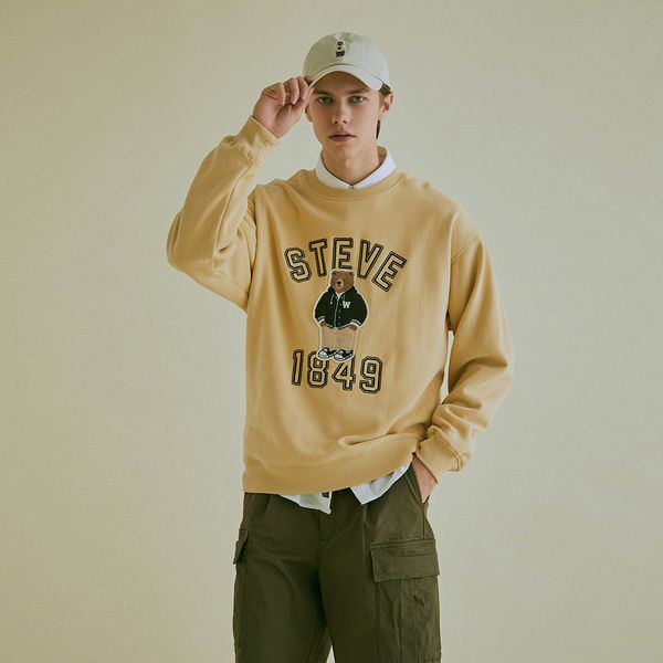 Áo sweater Whoau Korea chính hãng họa tiết gấu Steve 1849 | WHMWC4911U