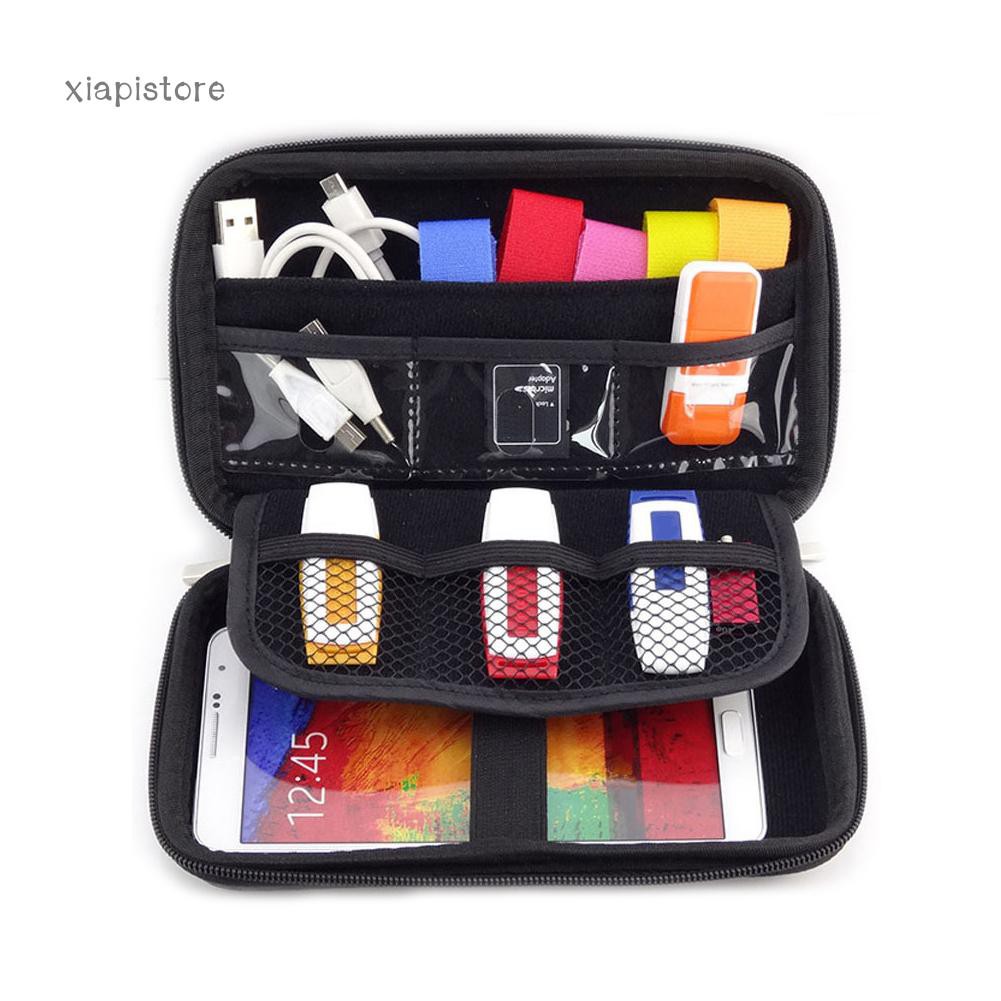 Túi Xách Tay Bằng Da Cừu Thời Trang Cá Tính ❤Túi Đựng Ổ Cứng USB / Tai Nghe / Cáp Điện Thoại Di Động Tiện Lợi