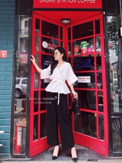 Sét áo peplum + quần lửng và ảnh thật
