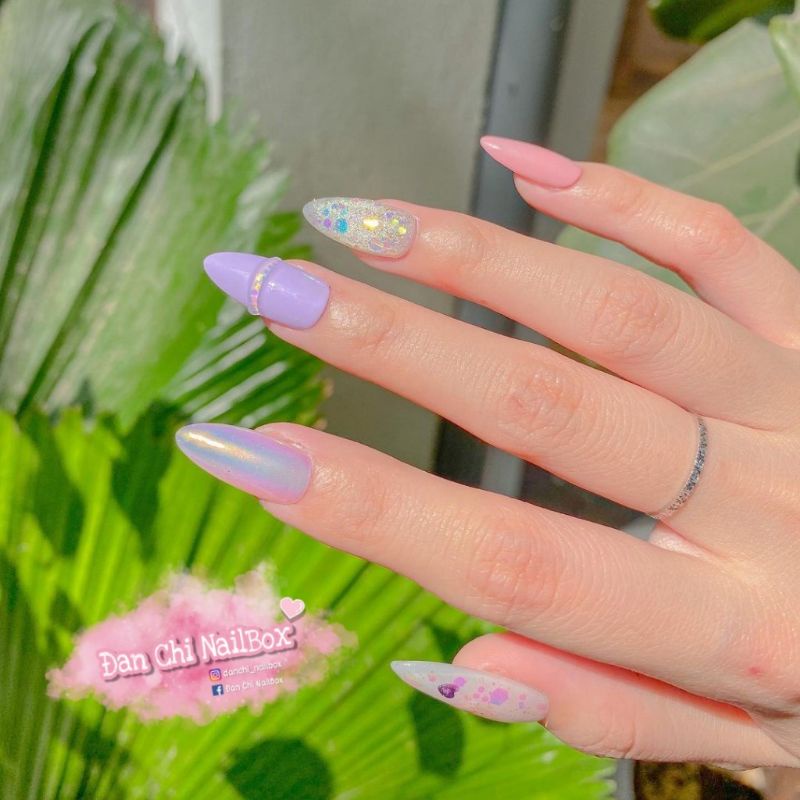 NailBox móng úp thiết kế sẵn Mẫu Hoạ Tiết Mix Màu