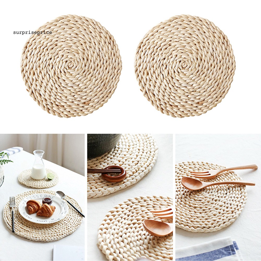 Miếng lót bàn ăn đan mây cách nhiệt dạng tròn