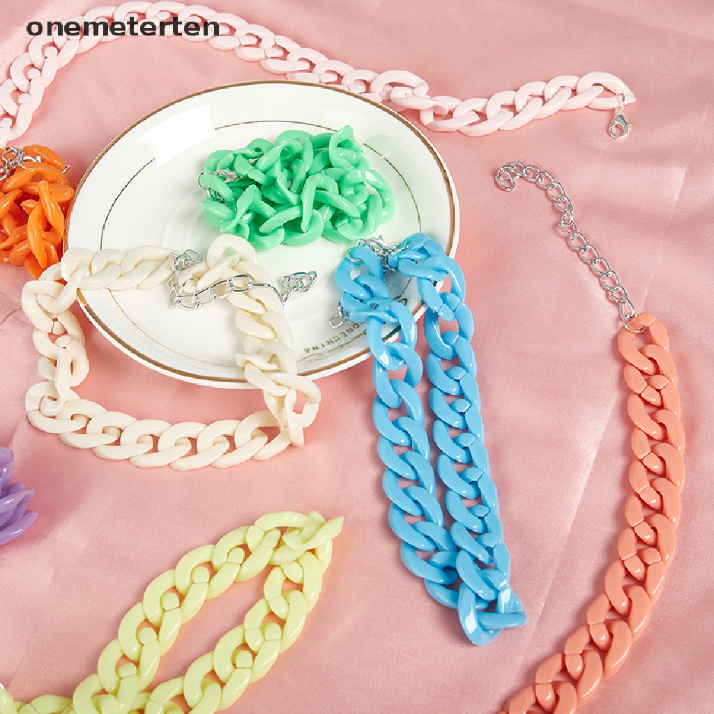 Vòng cổ choker bằng acrylic dày dặn màu trắng thời trang cho nam và nữ