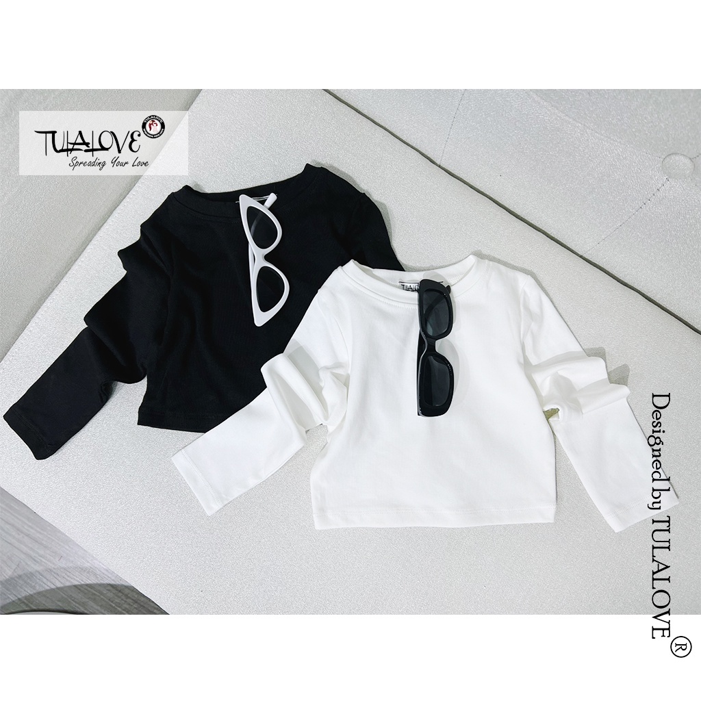 Quần Short Cạp Chun, Áo Croptop Dài Tay Cho Bé Gái Tulalove