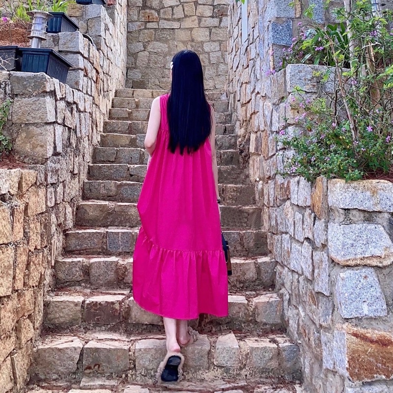 Đầm hồng ngọc đuôi cá form dài