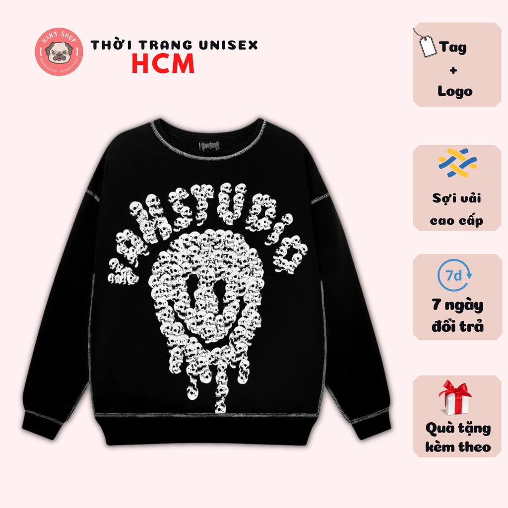 Áo sweater VAH Skull Smile V2 form rộng unisex nam nữ full tag Thời trang Unisex HCM VAH04