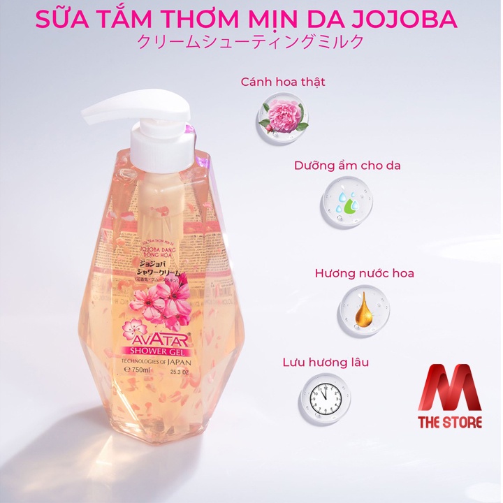 Sữa tắm thơm mịn da jojoba bông hoa Avatar 750ml