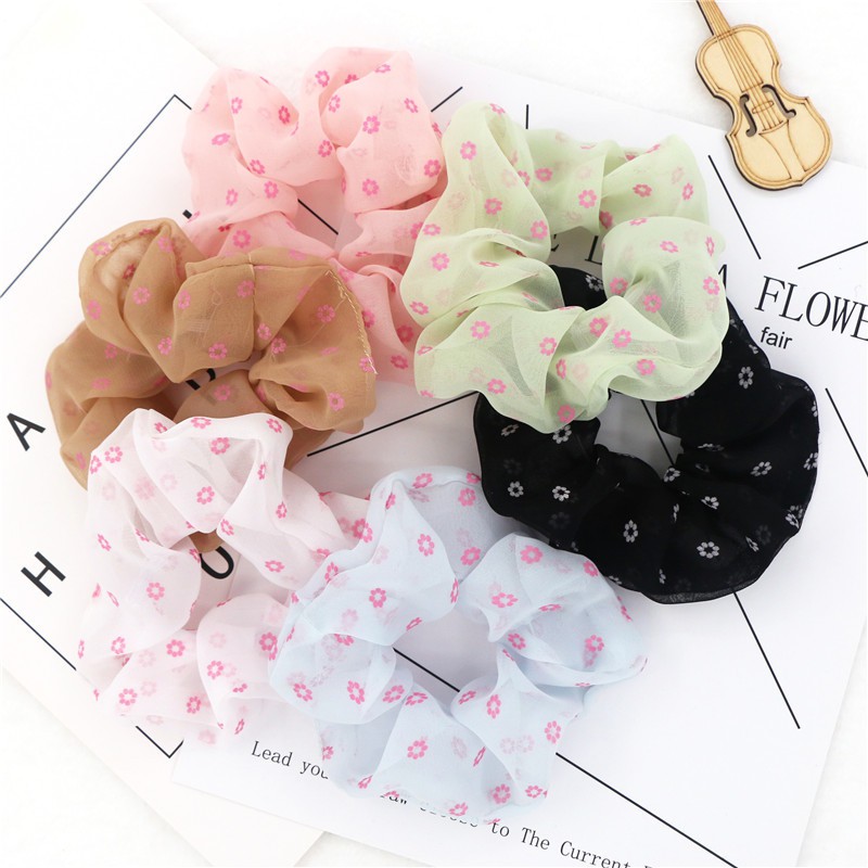 Dây cộc tóc Scrunchies vải hoa xinh phong cách Hàn Quốc - Buộc tóc nữ DT07