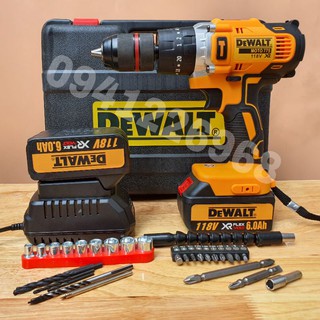 Máy Khoan pin DEWALT 118V 3 chức năng, có búa, lõi đồng, pin 10cell