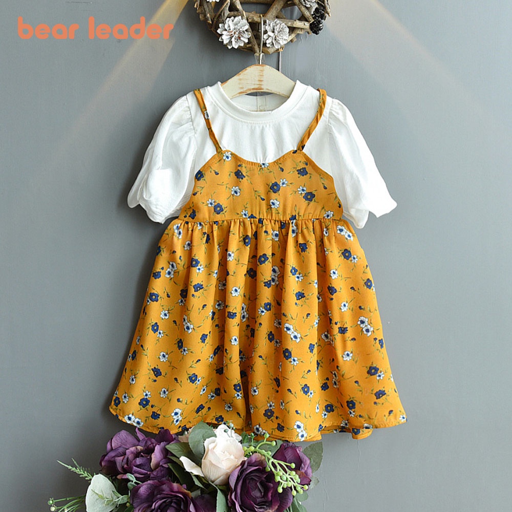 BEAR LEADER Đầm Hoa Công Chúa Thời Trang Mùa Hè Ngọt Ngào Cho Bé Gái 3-7 Tuổi