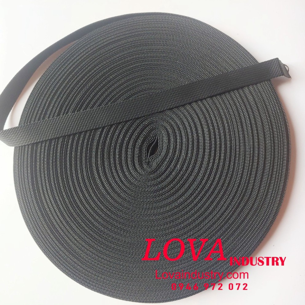 Cuộn dây đai vải dù bản 25mm màu đen Polyester cường lực, Cuôn dây 20 mét 30 mét 50 mét 100 mét buộc hàng - ( Kho Hàng)