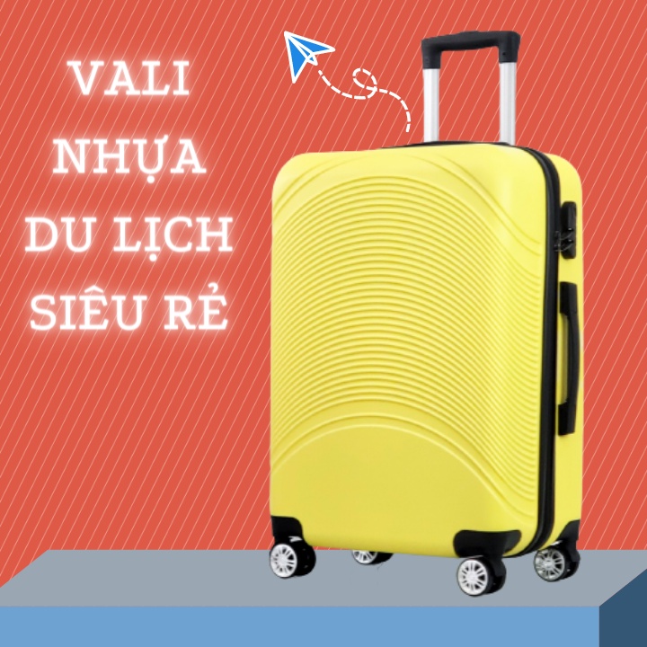 Vali nhựa du lịch nhiều màu mẫu bo tròn dập nổi nhiều màu giá rẻ