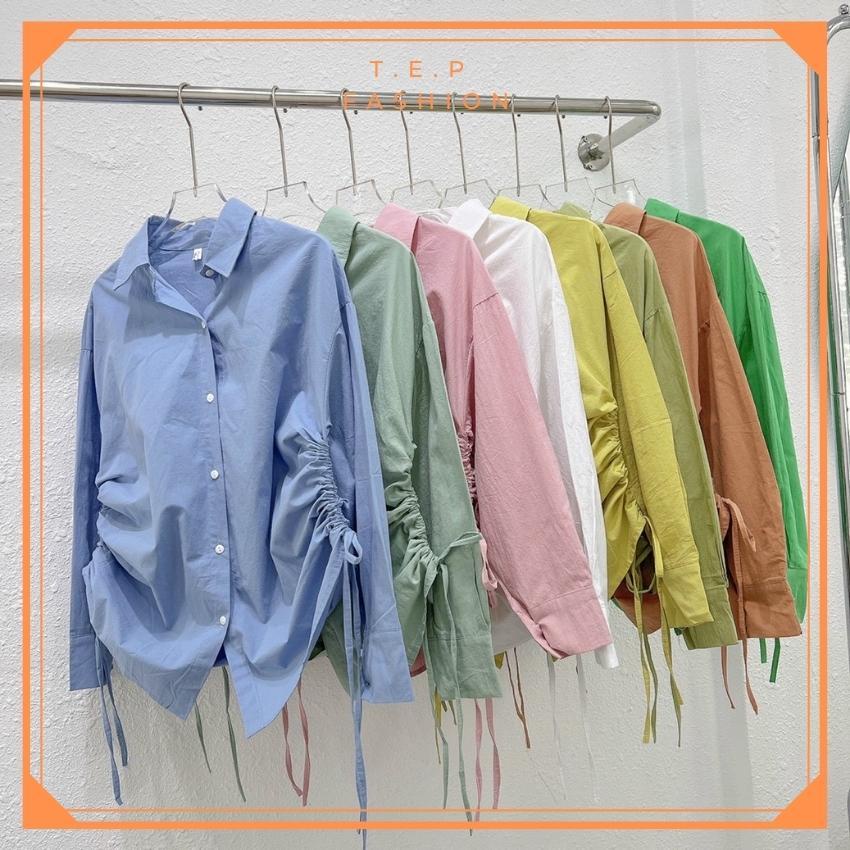👉 BÁN SỈ 👈 Áo Sơ Mi Dài Tay From Rộng Dây Rút Hông Nhiều Màu ASMD001