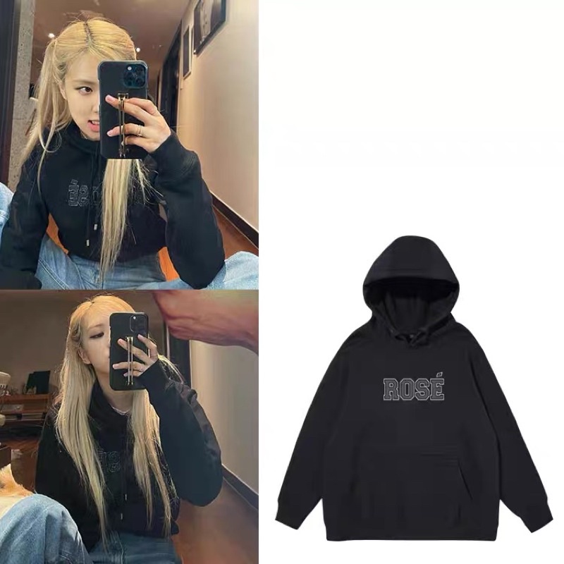 [ RẺ VÔ ĐỊCH] Áo hoodie đen in chữ Rosé BLACKPINK
