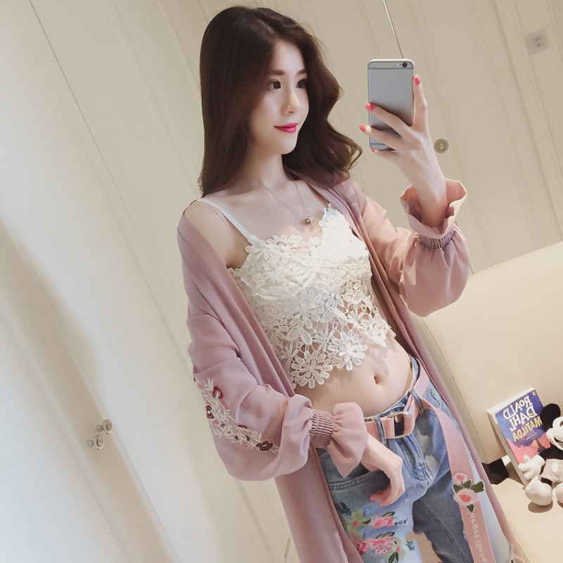 FREESHIP ĐƠN 99K_ Áo khoác chiffon dài tay thêu hoa cho nữ