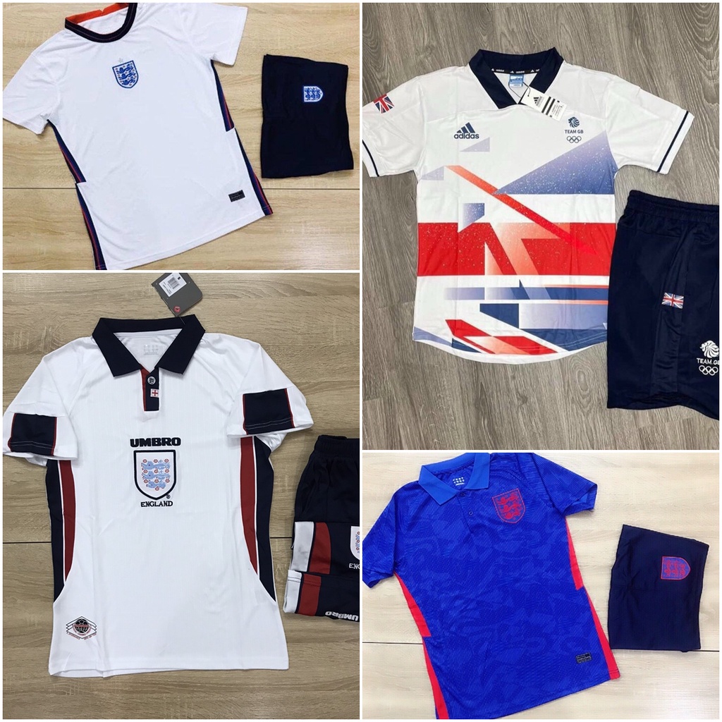 Áo Quần bóng Đá Đội Tuyển Anh -nhiều mẫu- Chất Polyeste - Vải Thái Lan-Chuẩn Thi Đấu Quốc Tế full logo