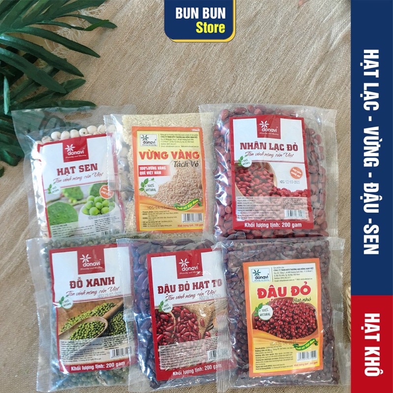 Hạt khô các loại: Lạc khô – Đậu đỏ - Đậu xanh - Hạt sen –Vừng vàng … 100% không chất bảo quản.