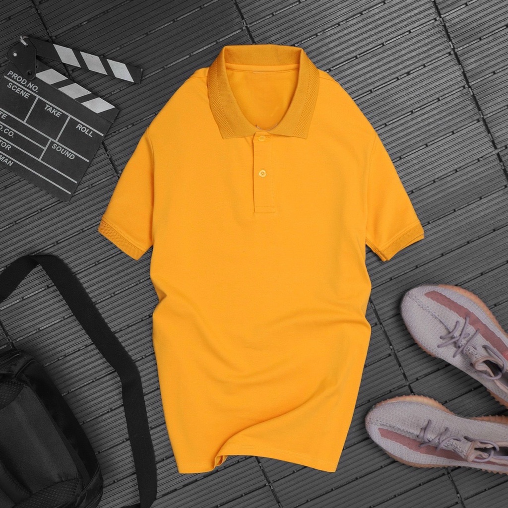 Áo thun Polo Nam cổ bẻ basic vải cá sấu cotton lạnh logo thêu cá tính cổ viền trẻ trung QAZ55