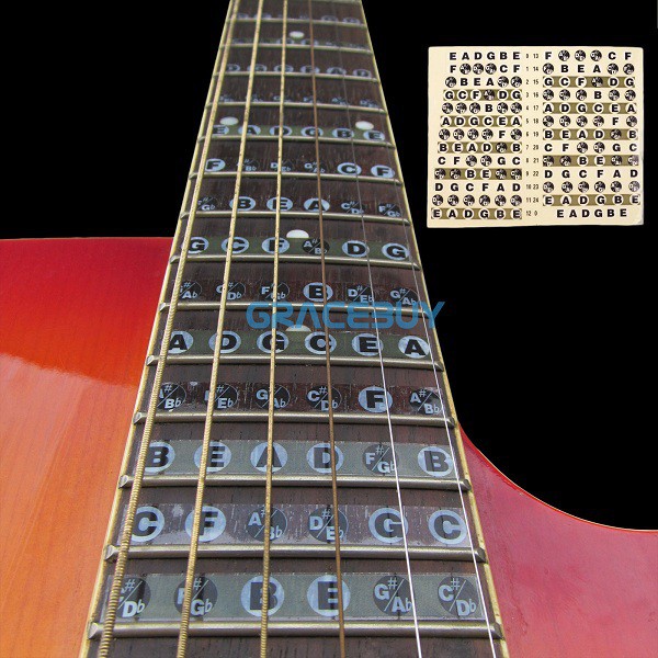 [ Tặng Giáo Trình Guitar ] GUITAR Note sticker - MIẾNG DÁN ĐÁNH DẤU VỊ TRÍ NỐT NHẠC TRÊN ĐÀN GUITAR NOTE Decal