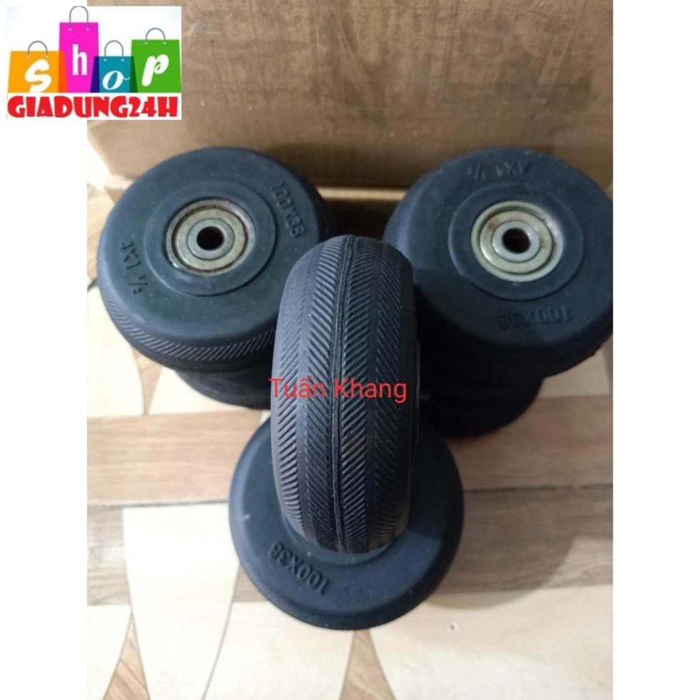 Bánh xe đẩy êm cao su đúc đường kính 100,125mm đã có vòng bi - Giadung24h