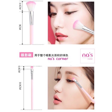 Bộ cọ mini hồng 5 chi tiết dễ thương kèm túi nhựa đựng tiện dụng