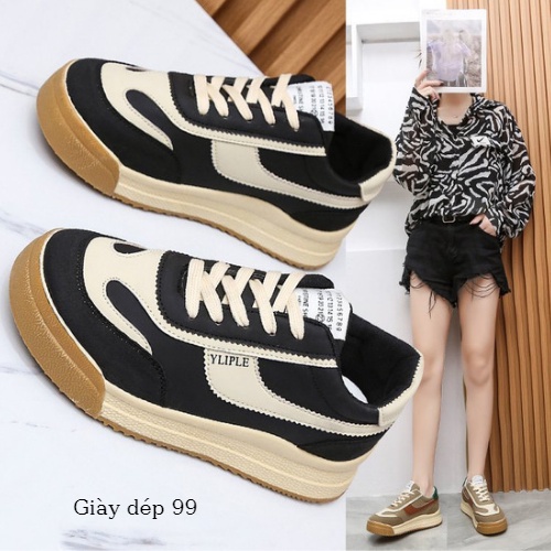 Giày nữ thể thao -  Sneakers nữ đen và nâu đế cao mẫu năng động, trẻ trung hottrend 2021 đẹp, mới , xinh xắn | BigBuy360 - bigbuy360.vn