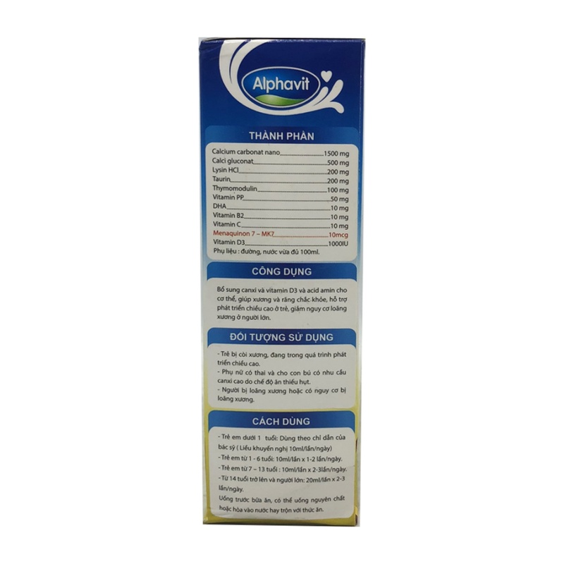 ALPHAVIT CALCIUM NANO Hộp 20 ống