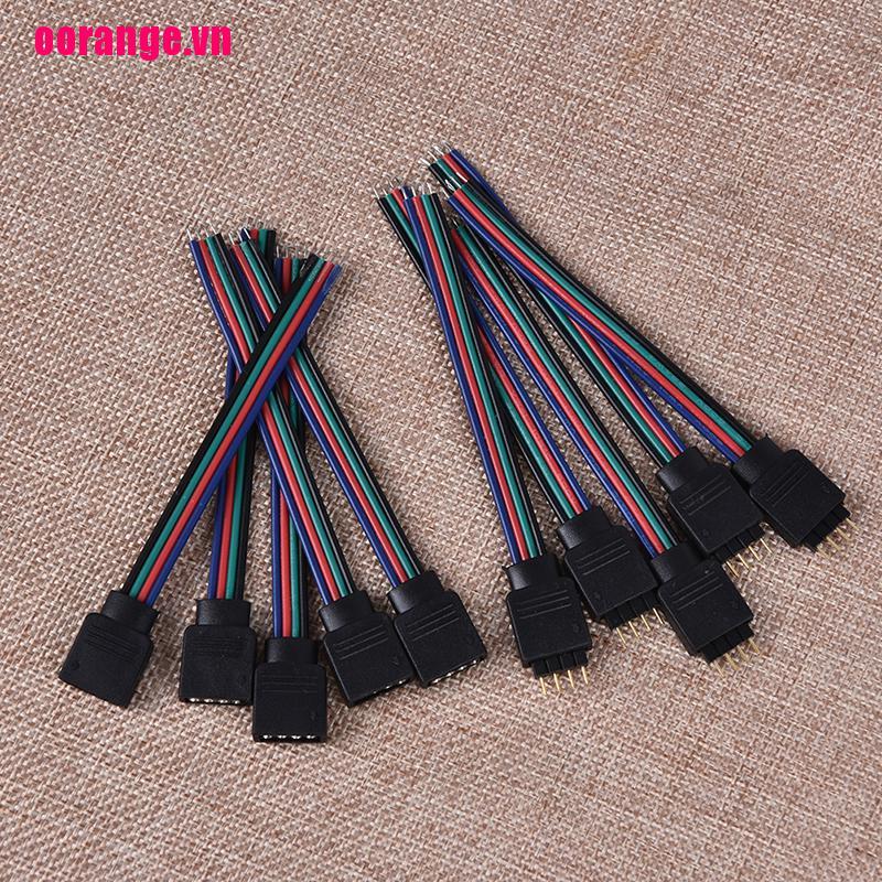 Set 10 Cáp Nối Đầu Đực + Đầu Cái 4-Pin Cho Dây Đèn Led 3528