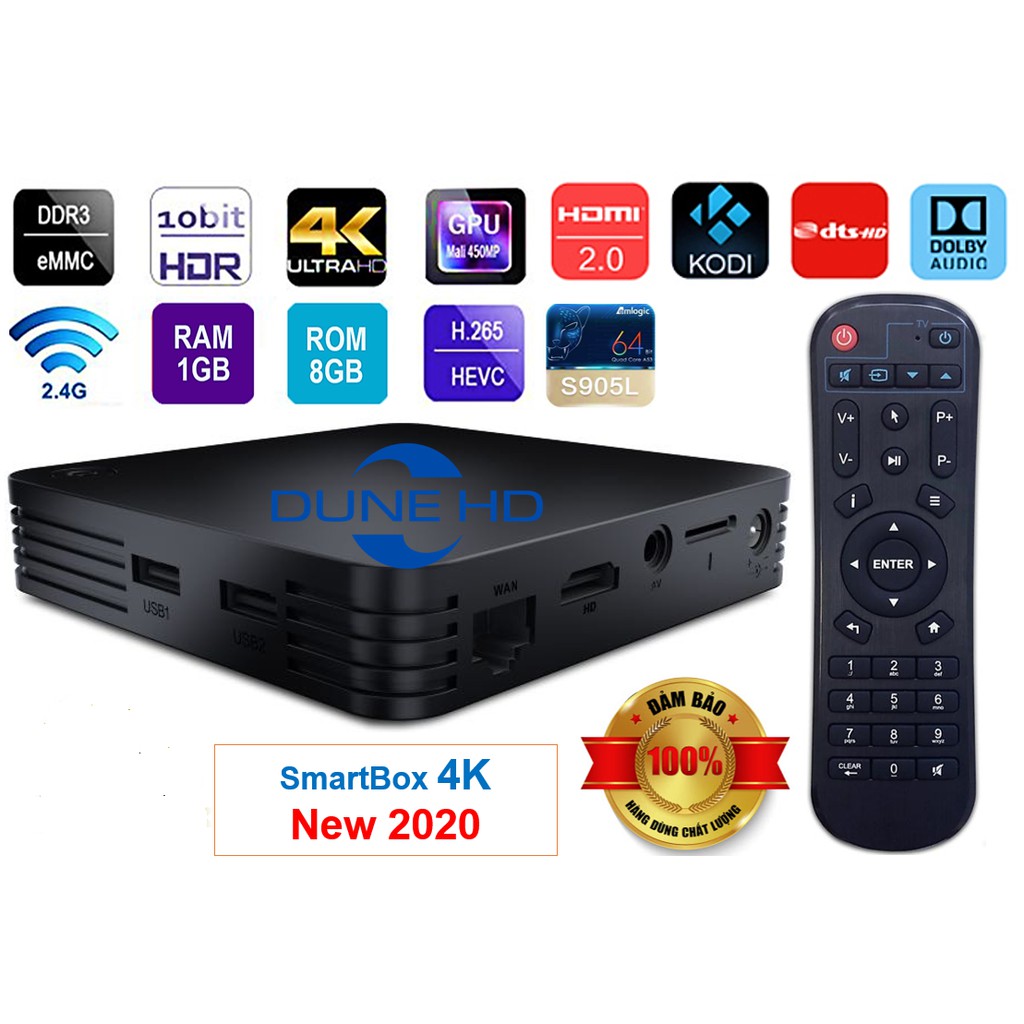 Android Tivi Box Dune HD Smartbox 4K utra , Android OS - New 2020 Ram 1, ROM 8G