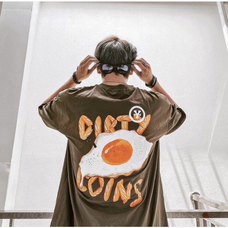 Áo DIRTY COINS OOP LA , thun local brand dirtycoins trứng chiên op la , phông dirty coins tay lỡ full tag SATO SHOP