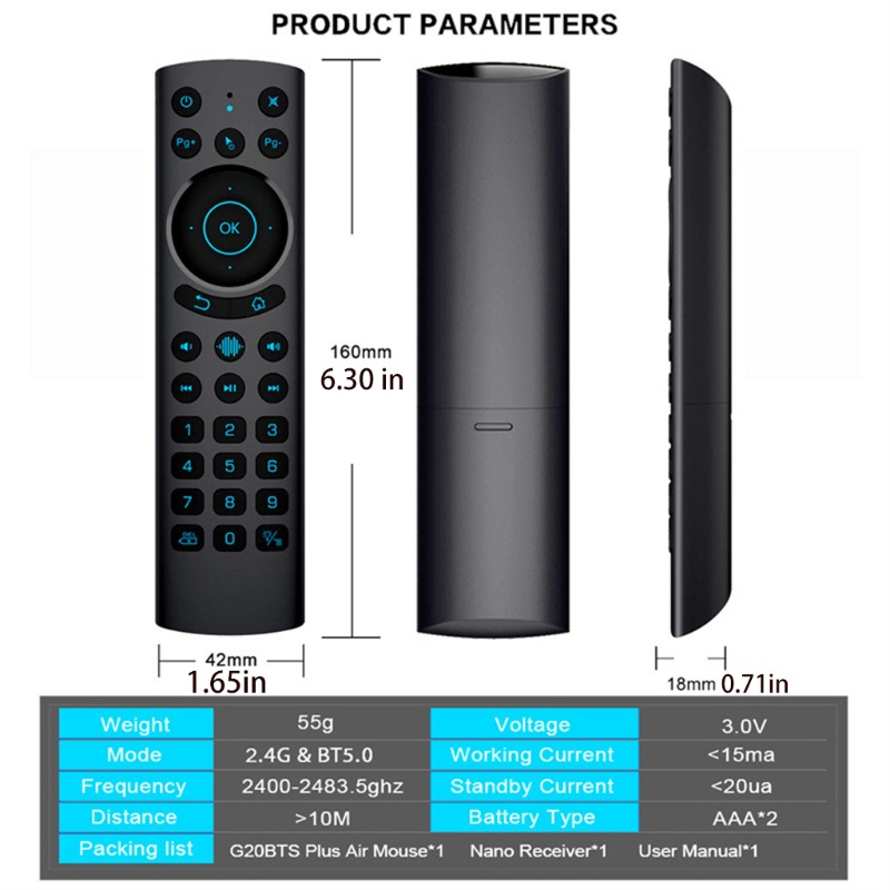 Điều Khiển Từ Xa G20Bts Plus 2.4g Bt5.0 Cho Tv Box Android