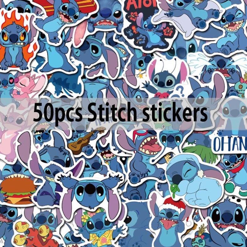 Bộ 100 sticker Stitch nhật siêu cute dùng để trang trí điện thoại di động/ván trượt/vali không để lại dấu keo