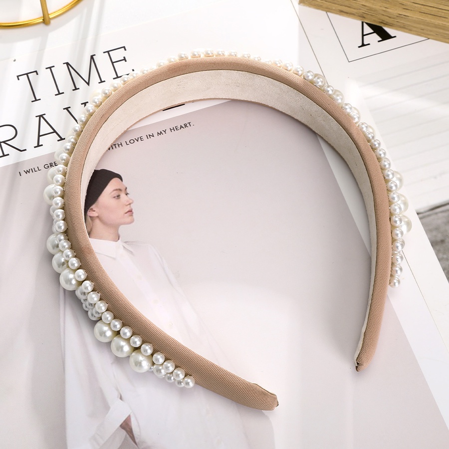 Băng Đô Cài Tóc Bản Rộng Đính Ngọc Trai Giả Thời Trang Hàn Quốc Cho Nữ