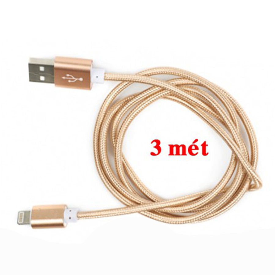 Cáp sạc lightning/micro usb dây dù dài 3M cho IP/SS/OPPO... BH 3 tháng