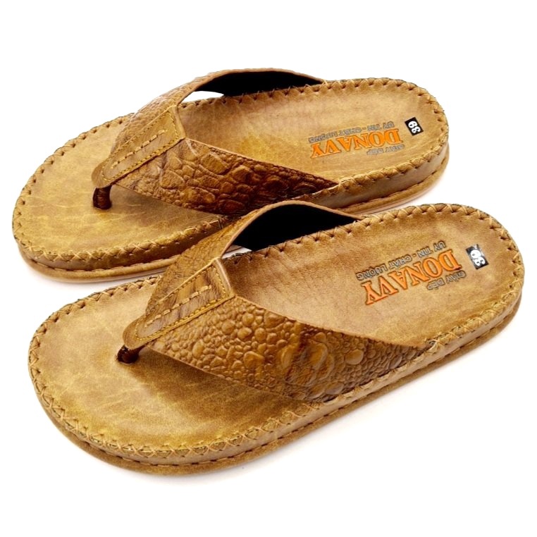 Dép kẹp nam da bò thật 100%, dép xỏ ngón nam cao cấp bảo hành 12 tháng shop kinson - Kẹp Bọ Xít