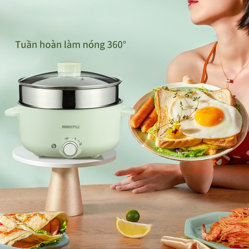 Nồi điện chống dính, nồi lẩu đa năng 3L Nonostyle nấu lẩu, mì, thức ăn nhanh - BH 12 tháng - XP-A31