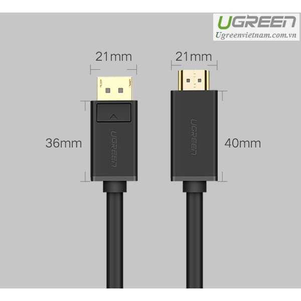 Cáp Displayport to HDMI 1,5M Ugreen 10239 Chính hãng, Cao cấp