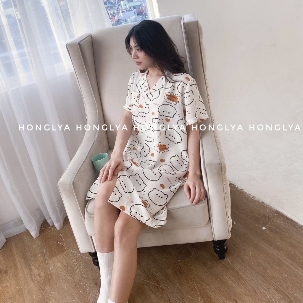 VÁY NGỦ PIJAMA LỤA MANGO cưng xỉu up xỉu down siêu hot hit váy pyjama váy pizama | BigBuy360 - bigbuy360.vn