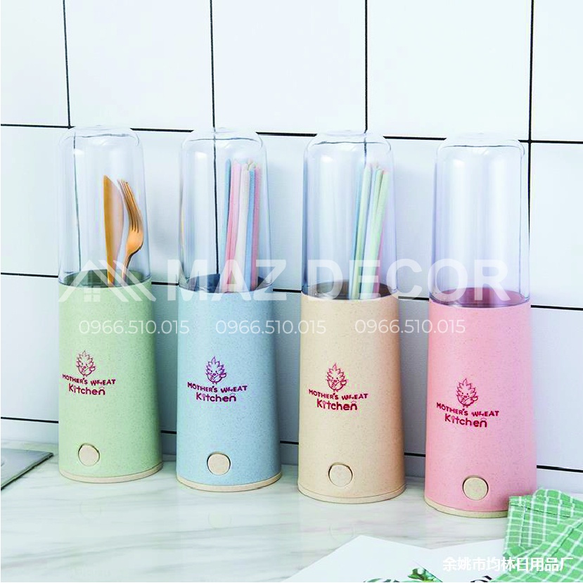 Giá sỉ Ống cắm đũa lúa mạch có nắp đậy giá rẻ đẹp dày dặn tiện dụng đa năng