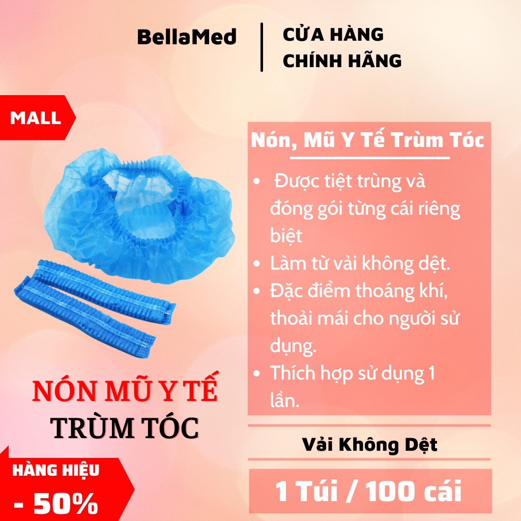 Nón giấy y tế sử dụng 1 lần. Bịch 100 cái